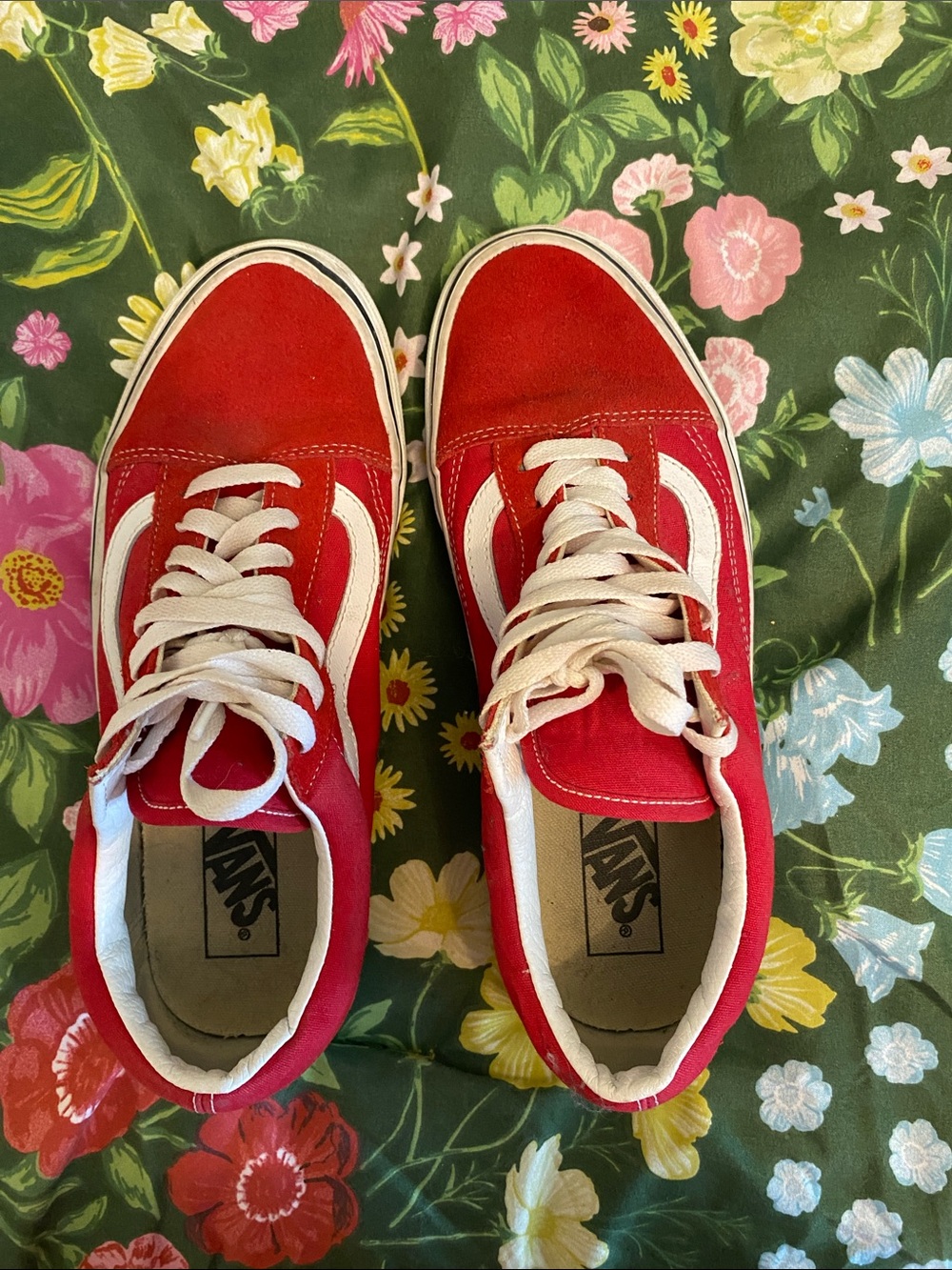 Vans Red & White Old Skool Skate Shoes